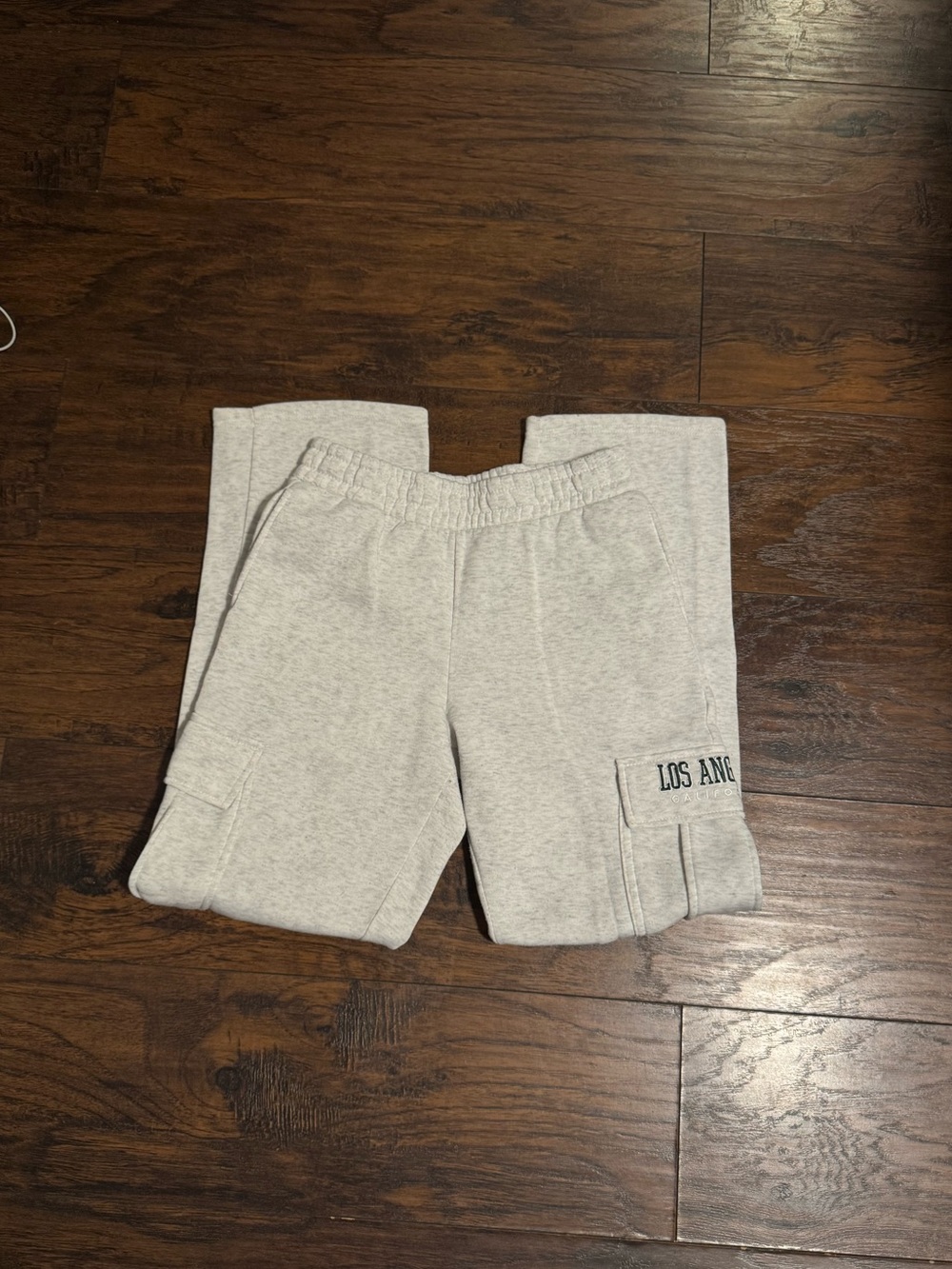 Women’s Heather White/Gray Cargo Sweatpants with 'Los Angeles' Detail
